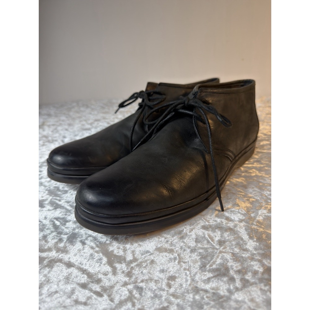 John Varvatos Black Leather Chukka Boots Mens‎ 10.5 M Lace Up Ankle Dress Shoes